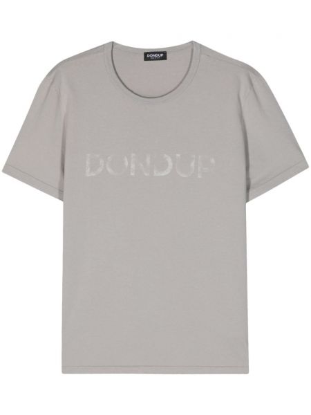 Памучна тениска с принт Dondup сиво