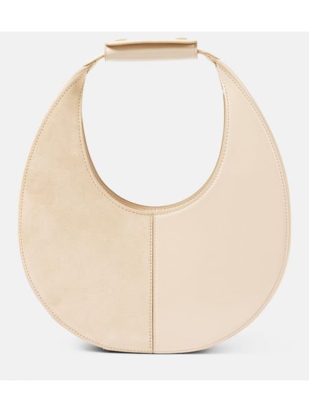 Läder mocka shoppingväska Staud beige