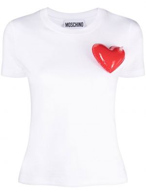 Памучна тениска със сърца Moschino
