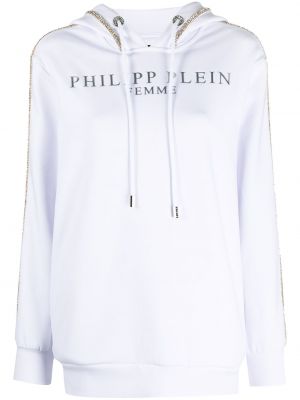 Trykt hettegenser Philipp Plein hvit