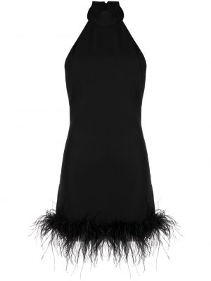 Koktejl obleka s perjem De La Vali črna