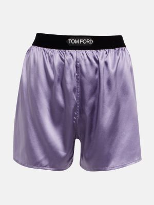 Hedvábné saténové kraťasy Tom Ford fialové