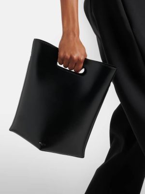 Usnjena nakupovalna torba Alaia črna