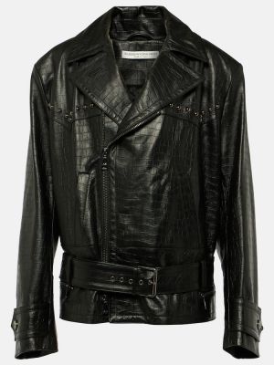 Kožená bunda s cvočkami Alessandra Rich čierna