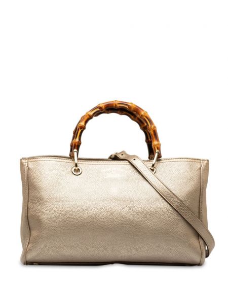 Бамбукови шопинг чанта Gucci Pre-owned златисто