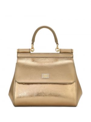 Δερμάτινη τσάντα shopper Dolce & Gabbana χρυσό