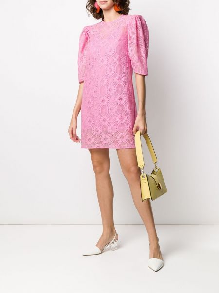 Krajkové květinové koktejlové šaty Msgm růžové