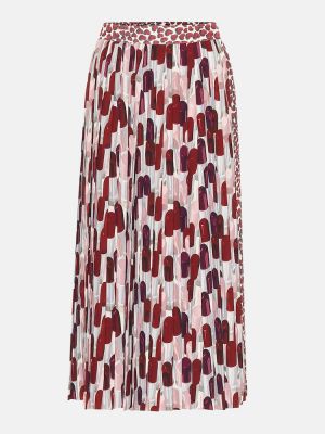 Midi sukně s potiskem Prada červené