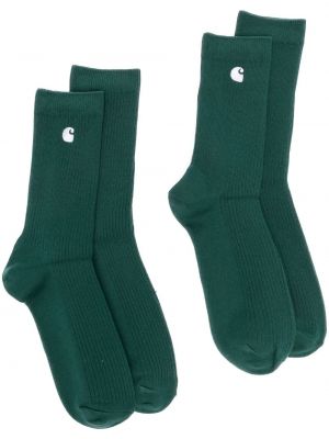 Pletené ponožky s výšivkou Carhartt Wip zelená