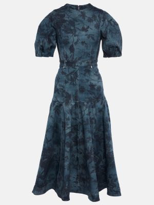 Midi haljina s cvjetnim printom Erdem plava