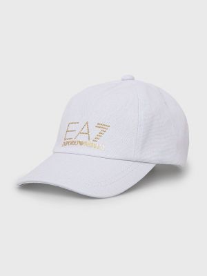 Белая хлопковая кепка с аппликацией Ea7 Emporio Armani