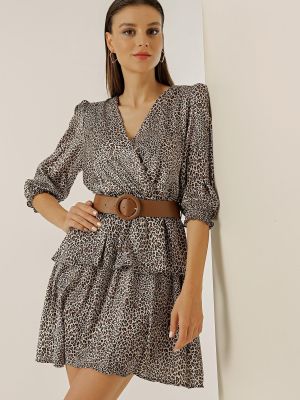 Leopardimustriga satiinist kleit By Saygı