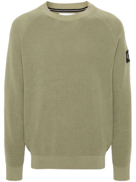 Kokvilnas džemperis Calvin Klein Jeans zaļš