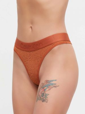 Stringi koronkowe Calvin Klein Underwear pomarańczowe