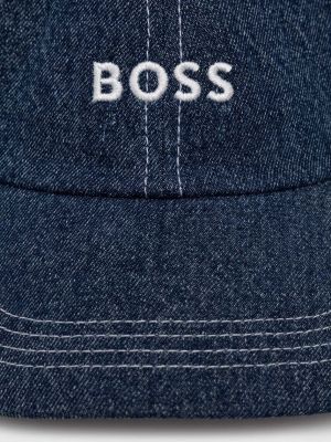 Bombažna kapa Boss modra