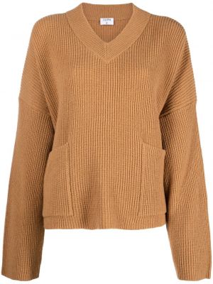 Sweter z dekoltem w serek Filippa K brązowy