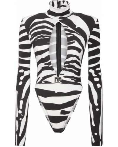 Body din jerseu cu model zebră Dolce & Gabbana negru