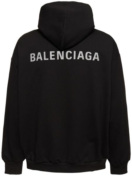 Chemise en coton à capuche Balenciaga noir