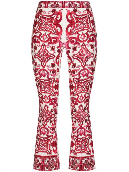 Pantaloni di seta con stampa Dolce & Gabbana rosa