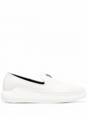 Slip-on skinn flate sko Giuseppe Zanotti hvit