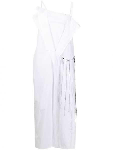 Vestido camisero con bordado asimétrico Yohji Yamamoto blanco