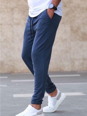 Slim fit sportovní kalhoty Madmext modré