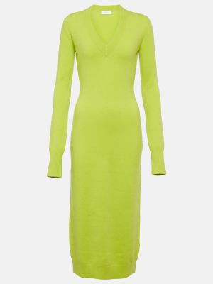 Sukienka midi wełniana z kaszmiru Sportmax zielona