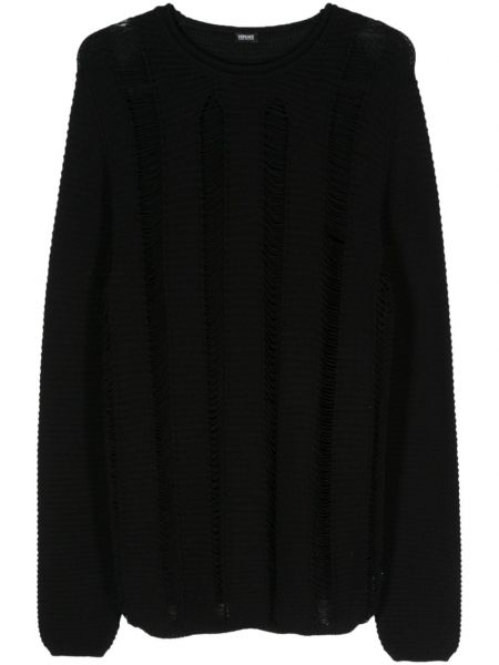 Ažūrinis medvilninis ilgas megztinis Versace Pre-owned juoda