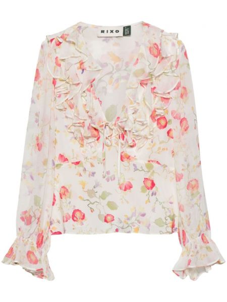 Bluza s cvjetnim printom s printom Rixo bijela