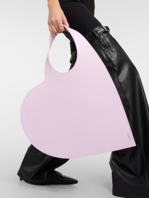 Bolso shopper de cuero con corazón Coperni rosa