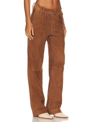 Pantalones rectos de cuero Sprwmn marrón