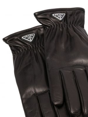 Rękawiczki skórzane Prada czarne
