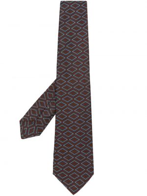 Cravatta con motivo geometrico in tessuto jacquard Kiton marrone