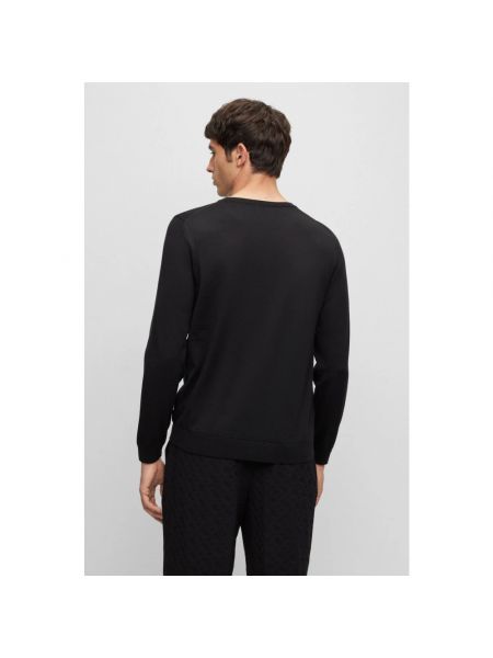 Jersey de lana slim fit de tela jersey Boss negro