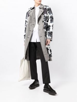 Kostkovaný květinový kabát s potiskem Comme Des Garçons Homme Plus