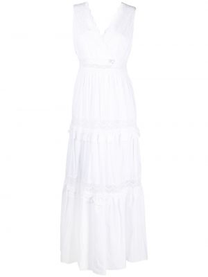 Макси рокля без ръкави с волани Twinset бяло