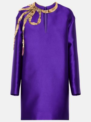 Mini robe en satin à imprimé Valentino violet
