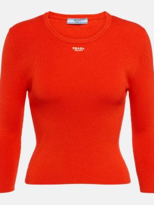 Bavlnený sveter Prada červená