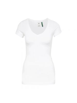 Jersey slim fit t-shirt mit v-ausschnitt G-star weiß