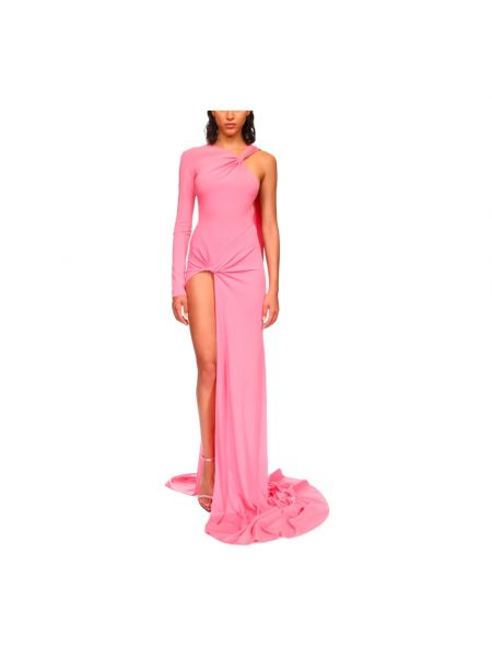 Sukienka długa asymetryczna David Koma różowa