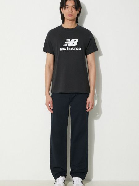 Bavlněné tričko s potiskem New Balance černé