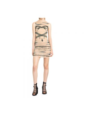 Sukienka mini bez rękawów Jean Paul Gaultier beżowa