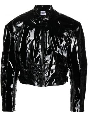 Lakirana usnjena jakna Vetements črna