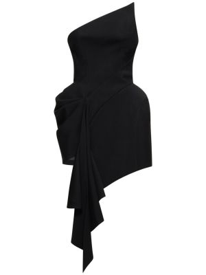Drapiruotas asimetriškas mini suknele Mugler juoda