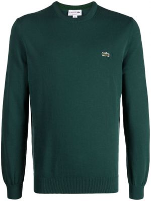 Bavlnený sveter s výšivkou Lacoste zelená