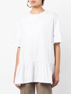 Peplum bavlněné lněné tričko Fabiana Filippi bílé