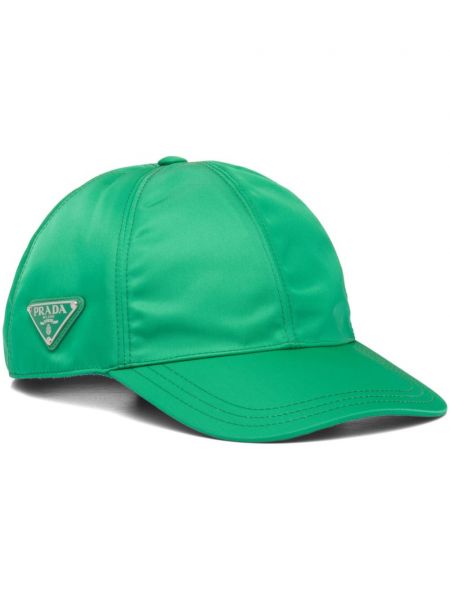 Nylonowa czapka z daszkiem Prada zielona