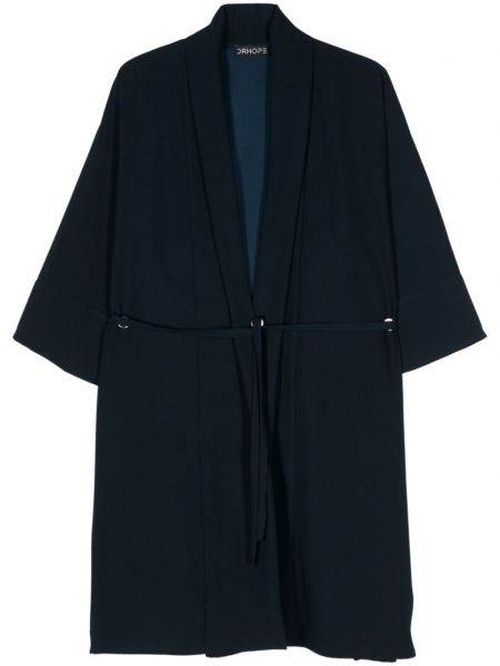 Krepový kabát s páskem Drhope modrý