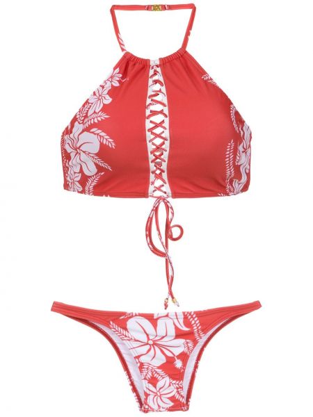 Bikini con estampado Amir Slama rojo
