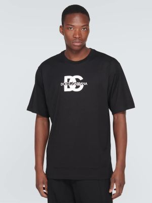 Camiseta de algodón de tela jersey Dolce&gabbana negro